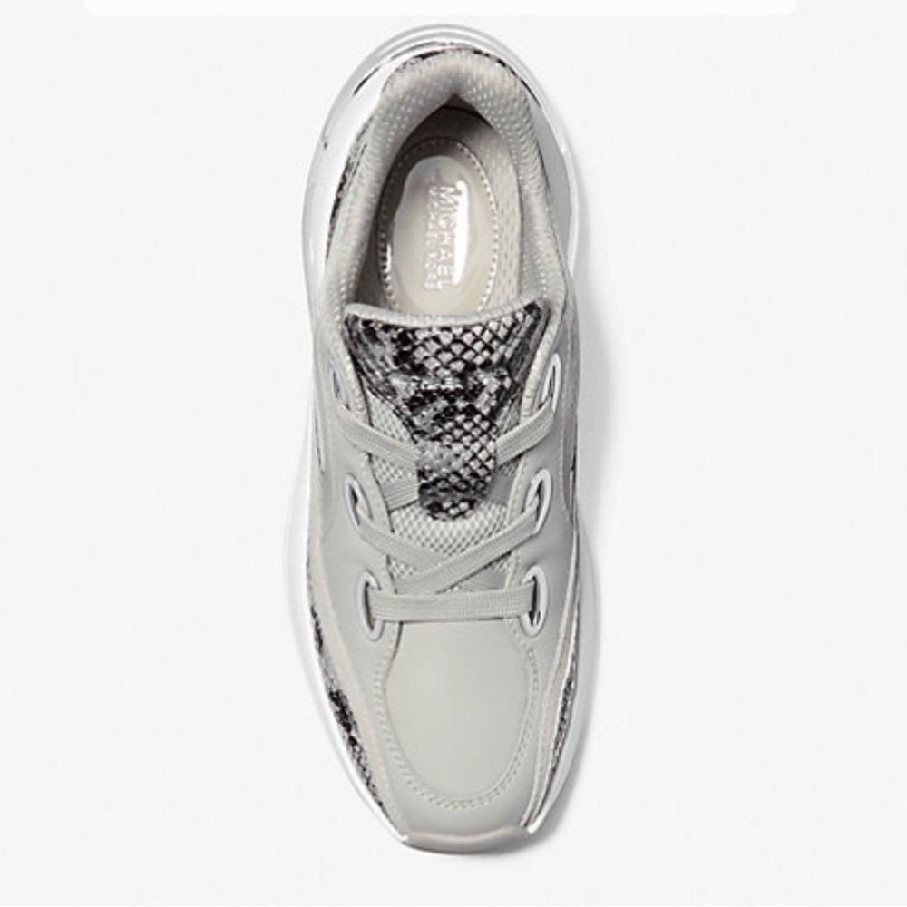 MICHAEL KORS Toni Mixed-Media Leather Trainer Size 6,5 - Picture 4 of 13